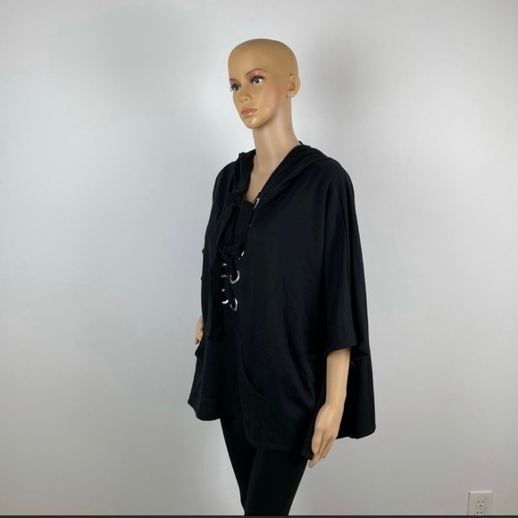 Black Lace-up Front Cardigan - Picture 2 of 3